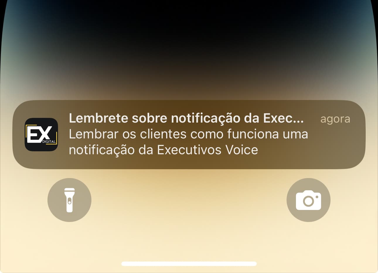 Notificação recebida na tela de bloqueio