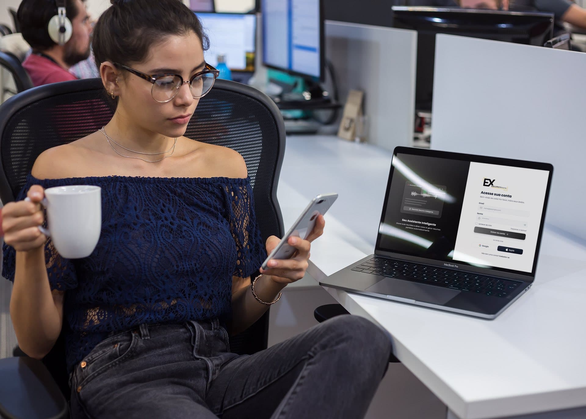 ExVoice no notebook em ambiente de escritorio