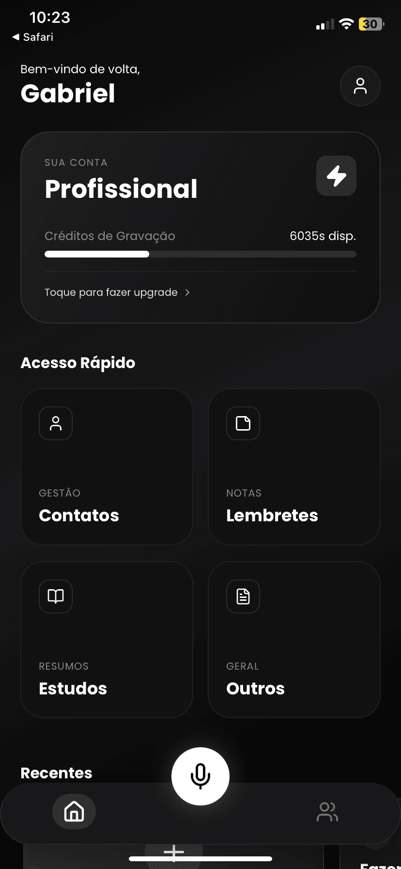 ExVoice App - Interface mobile