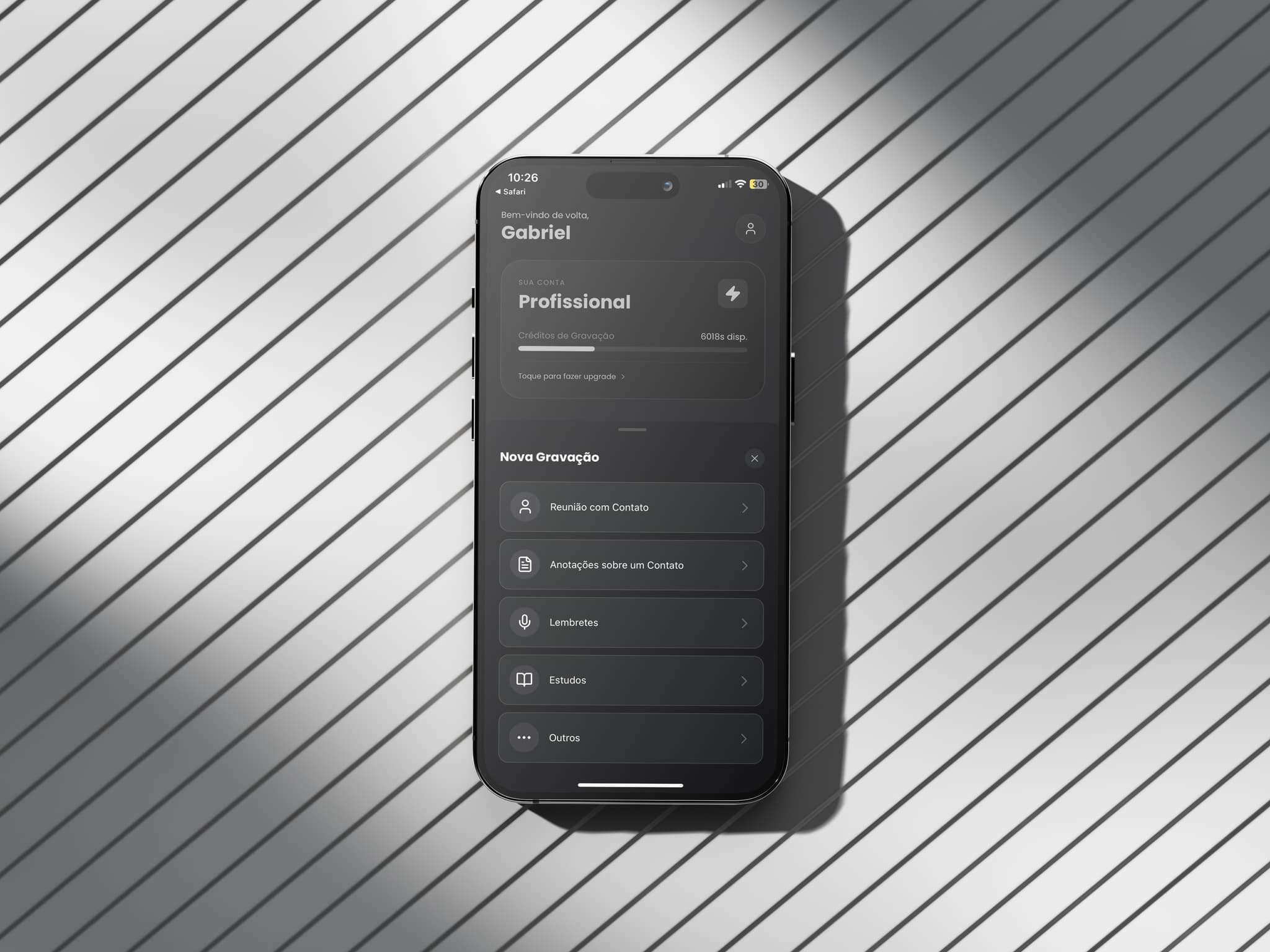 Interface de seleção de contatos no aplicativo móvel